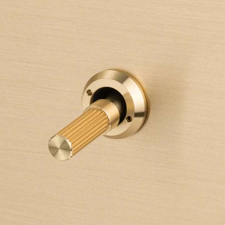 Interrupteur à levier Toggle à gravure alignée en laiton, vue rapprochée #couleur_dor