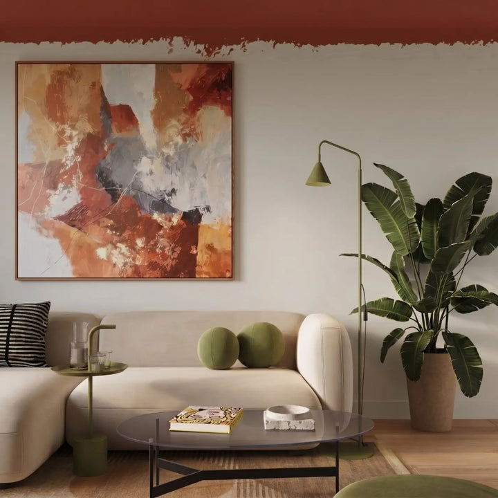 Lampadaire vert olive dans un salon