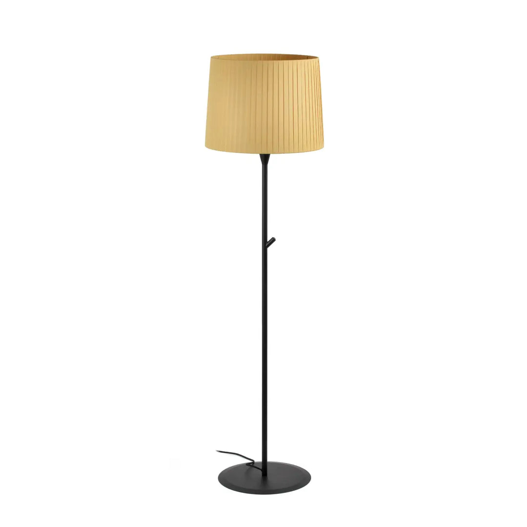Lampadaire Samba noir, abat-jour jaune, de Faro Barcelona
