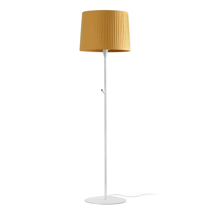 Lampadaire Samba blanc, abat-jour jaune, de Faro Barcelona