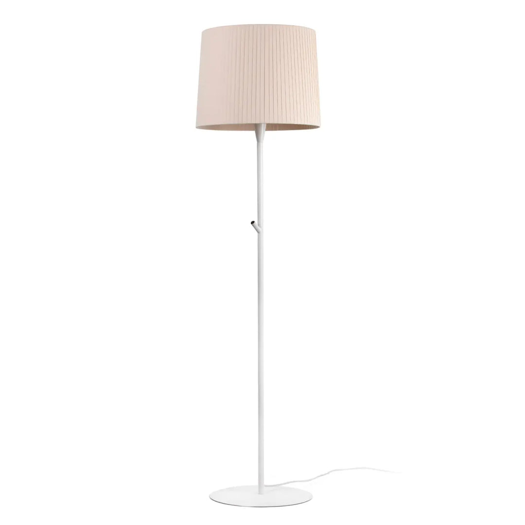 Lampadaire Samba blanc, abat-jour beige, de Faro Barcelona