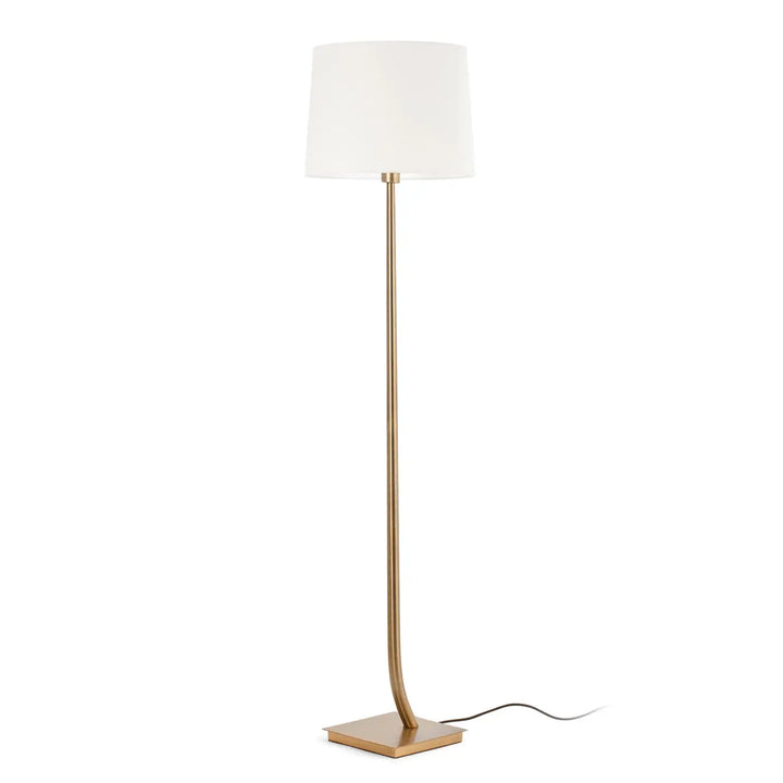 Lampadaire Rem vieil or, abat-jour blanc, de Faro Barcelona