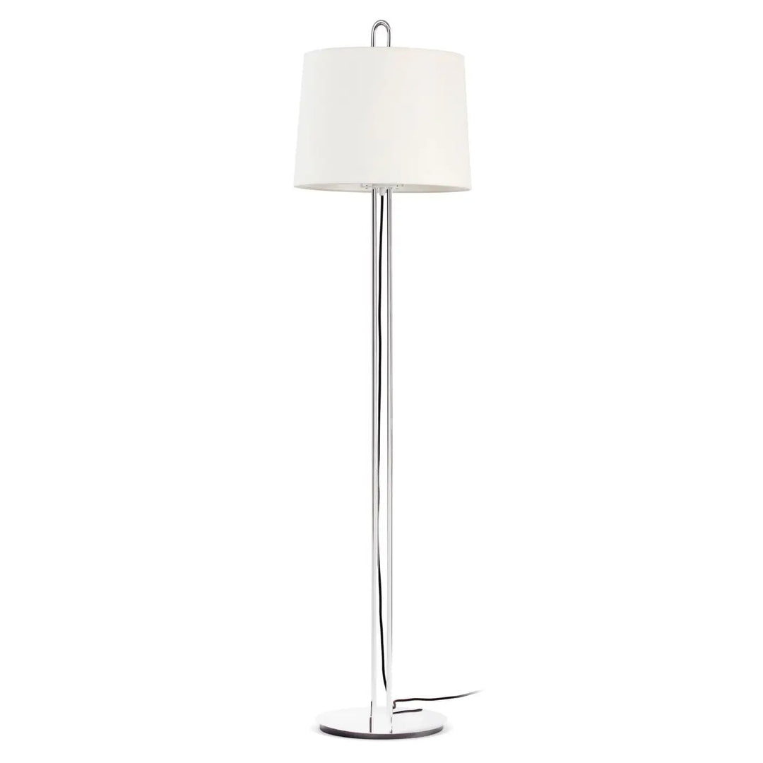 Lampadaire Montreal chromé et abat-jour blanc