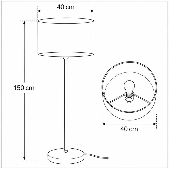 Lampadaire blanc enfant sweet dreams avec abat-jour cylindrique vert 40 cm et tige métal pour décor jungle ludique