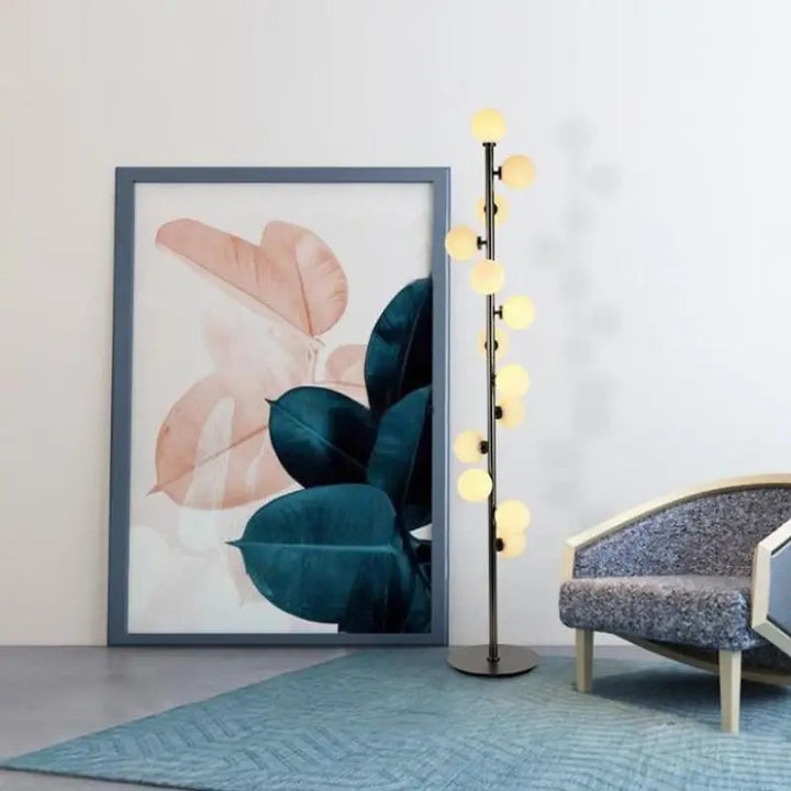 Lampadaire Boule Blanche Style Moderne Couleur Or