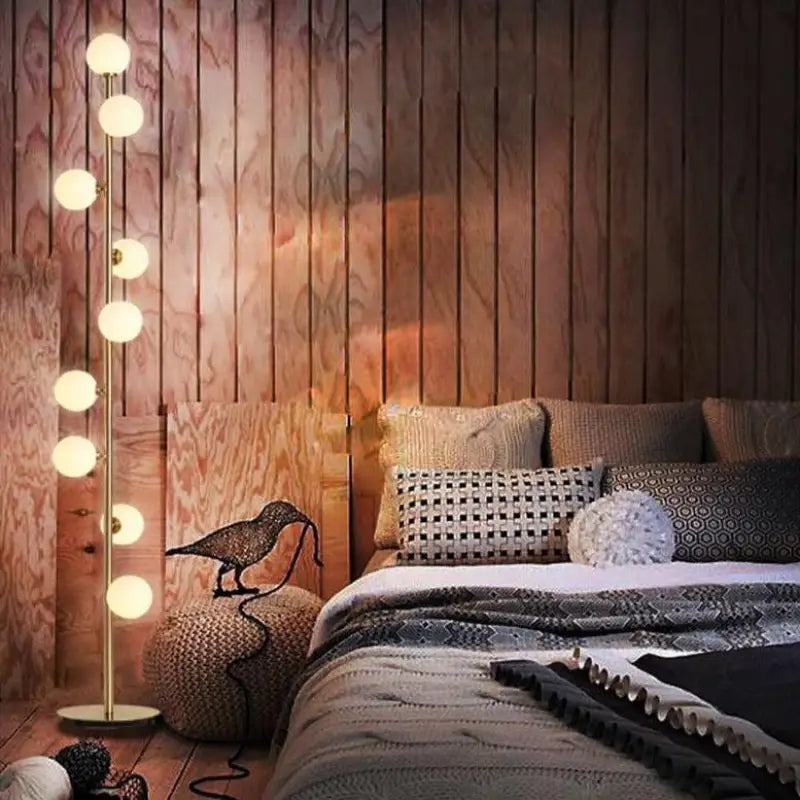 Lampadaire Boule Blanche Style Moderne Couleur Or