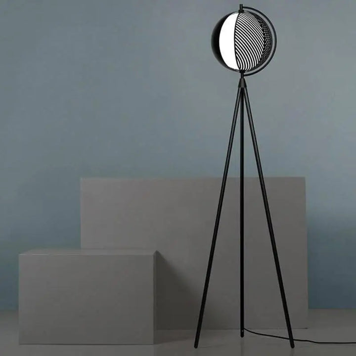 Lampadaire Avec Boule Noir À Motif Spirale Design