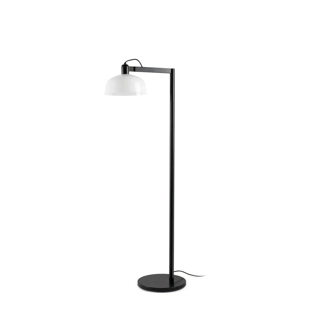 Lampadaire Tatawin abat-jour verre blanc opale de Faro Barcelona