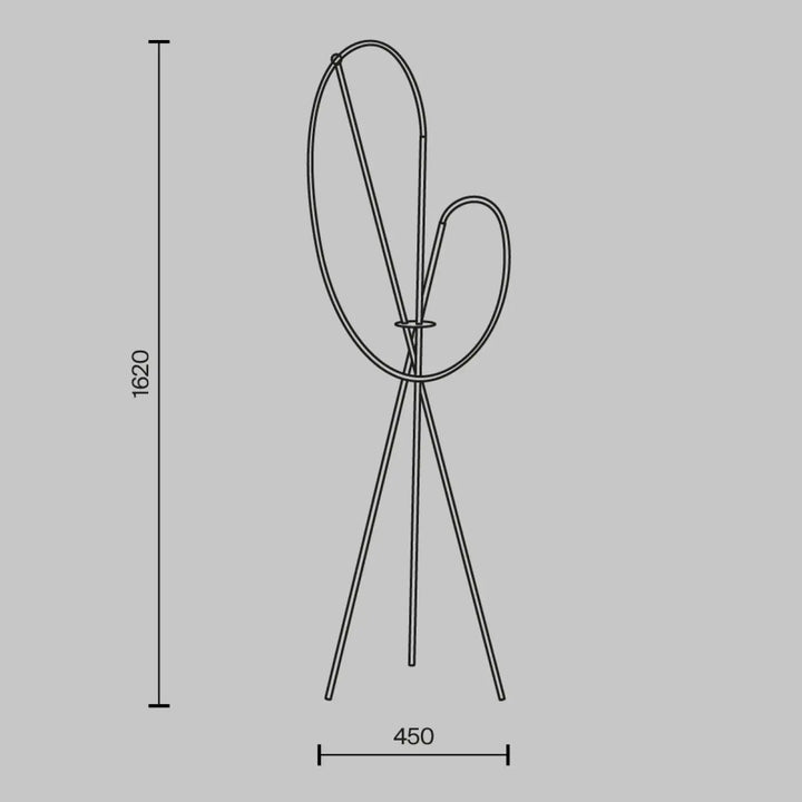 Lampadaire crochet trépied avec structure en fil métallique moderne silicone blanc led dimmable et design épuré