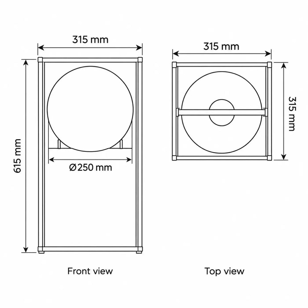 Lampadaire daisy avec enceinte rectangulaire 315 mm x 615 mm et composant circulaire ø250 mm en verre opaque qui s’intègre facilement