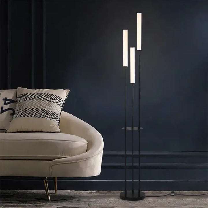 Lampadaire design contemporain led à tubes élégants noir