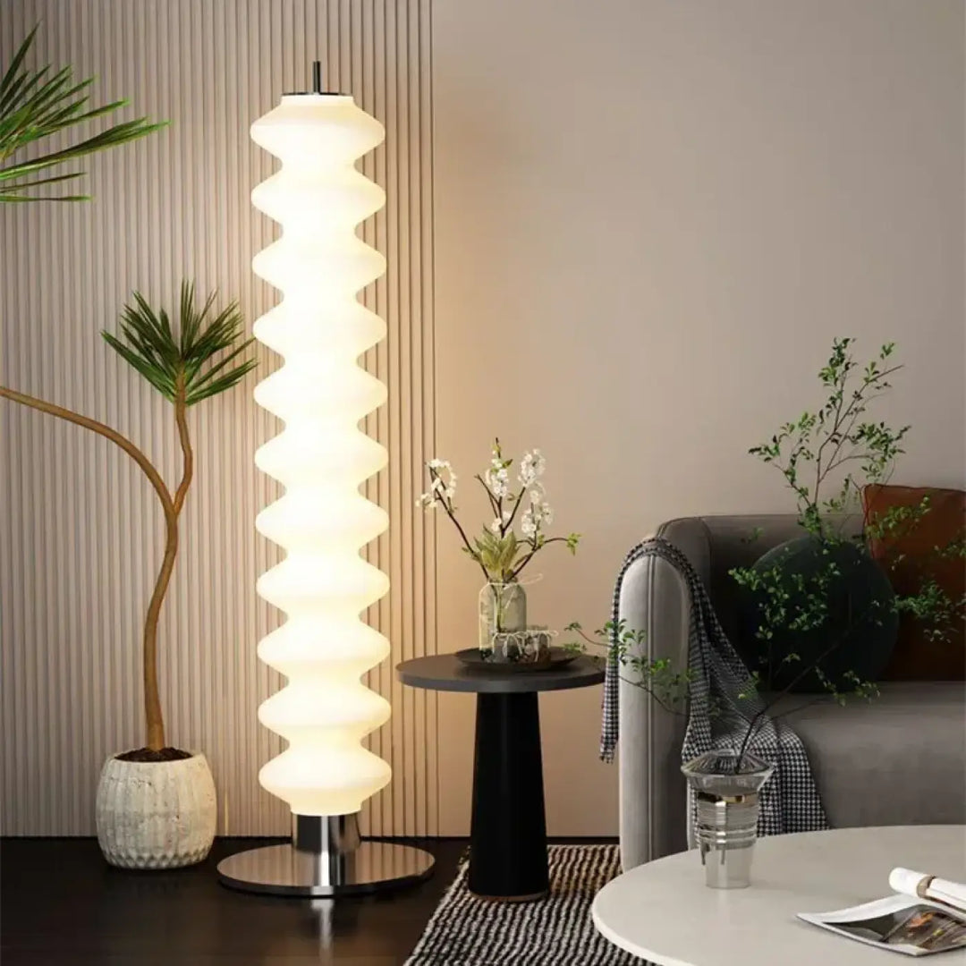 Lampadaire design ondulé lumineux blanc moderne led