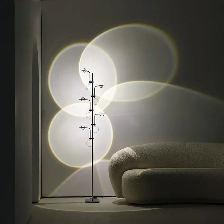 Lampadaire design à projections lumineuses artistiques noir
