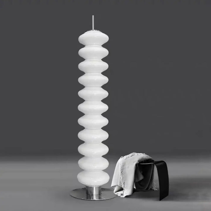 Lampadaire éclairage élégant verre blanc et base métal chic