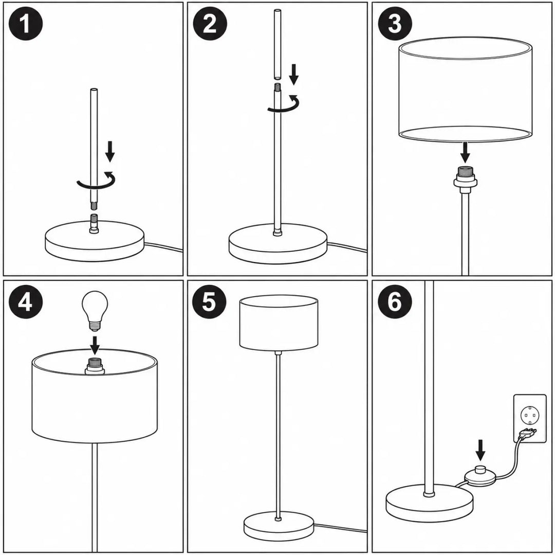 Lampadaire enfant blanc sweet dreams avec pied métallique cylindrique et abat-jour drum pour chambre d’enfant stimule l’imagination