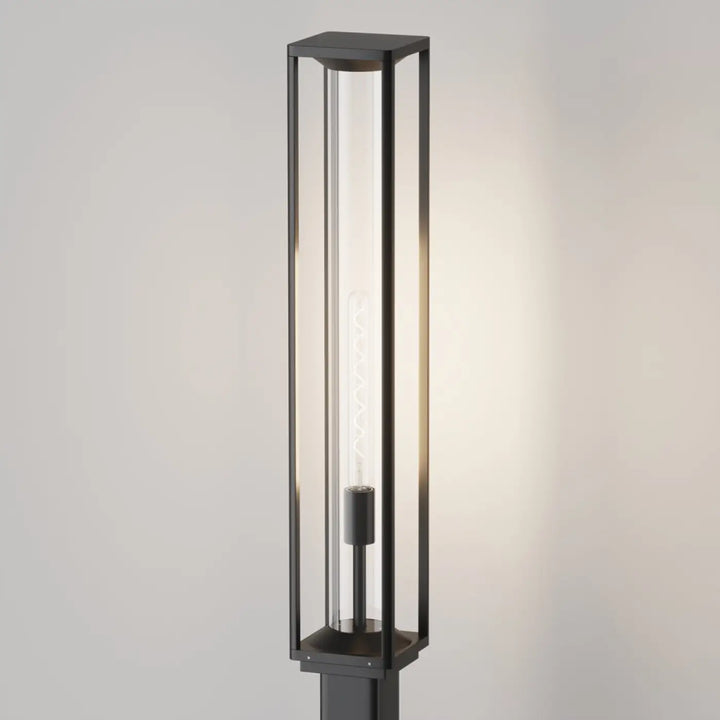 Lampadaire extérieur cell en aluminium graphite avec diffuseur transparent et tête lumineuse noire moderne