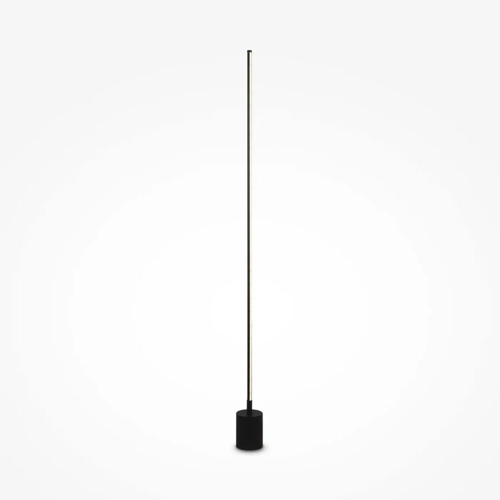 Lampadaire flow en aluminium noir avec base cylindrique minimaliste et lumière réglable tube vertical élégant