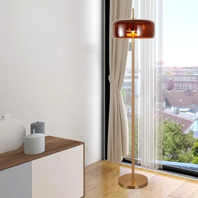 Lampadaire Industrielle Vintage en Bronze et Verre