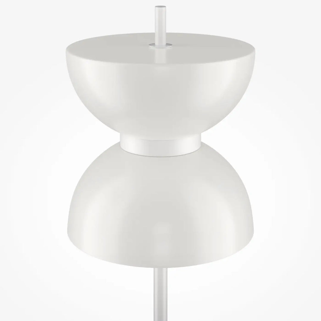 Lampadaire kyoto blanc minimaliste avec double abat-jour en dôme et base effet marbre élégant