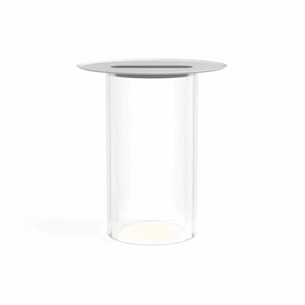 Lampadaire Carousel transparent, plateau blanc