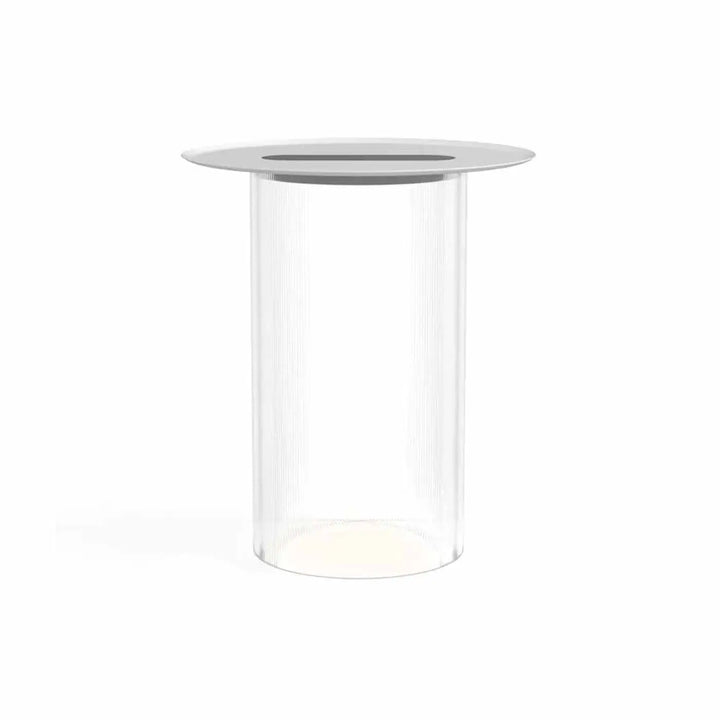 Lampadaire Carousel transparent, plateau blanc