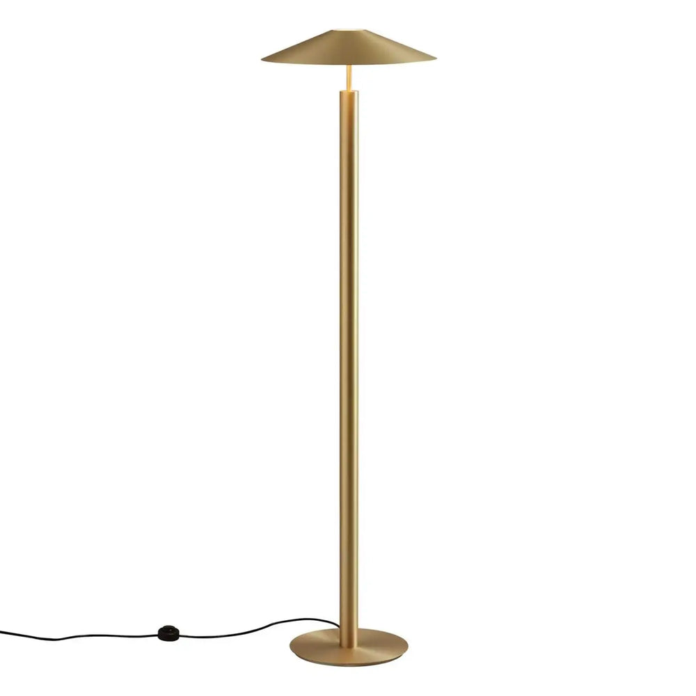 Lampadaire H doré en acier et acrylique sablé