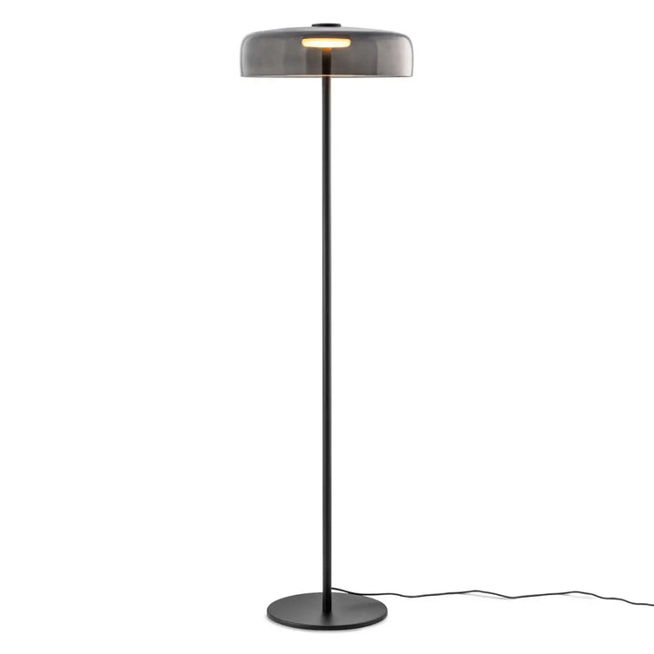 Lampadaire Levels avec diffuseur en verre soufflé fumé #couleur_gris