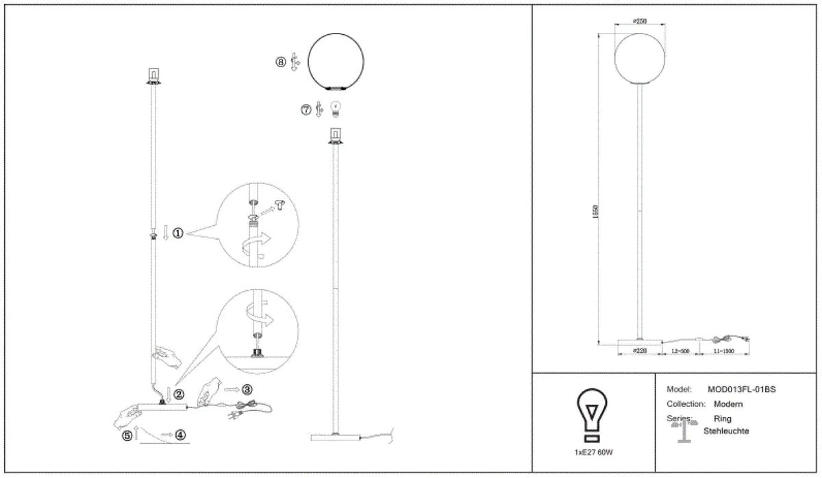 Schéma d'installation du luminaire