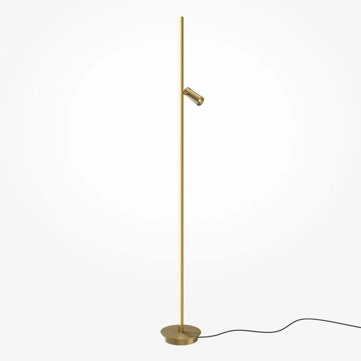 Lampadaire thin avec pied fin en laiton et spot led ajustable idéal d’un canapé moderne