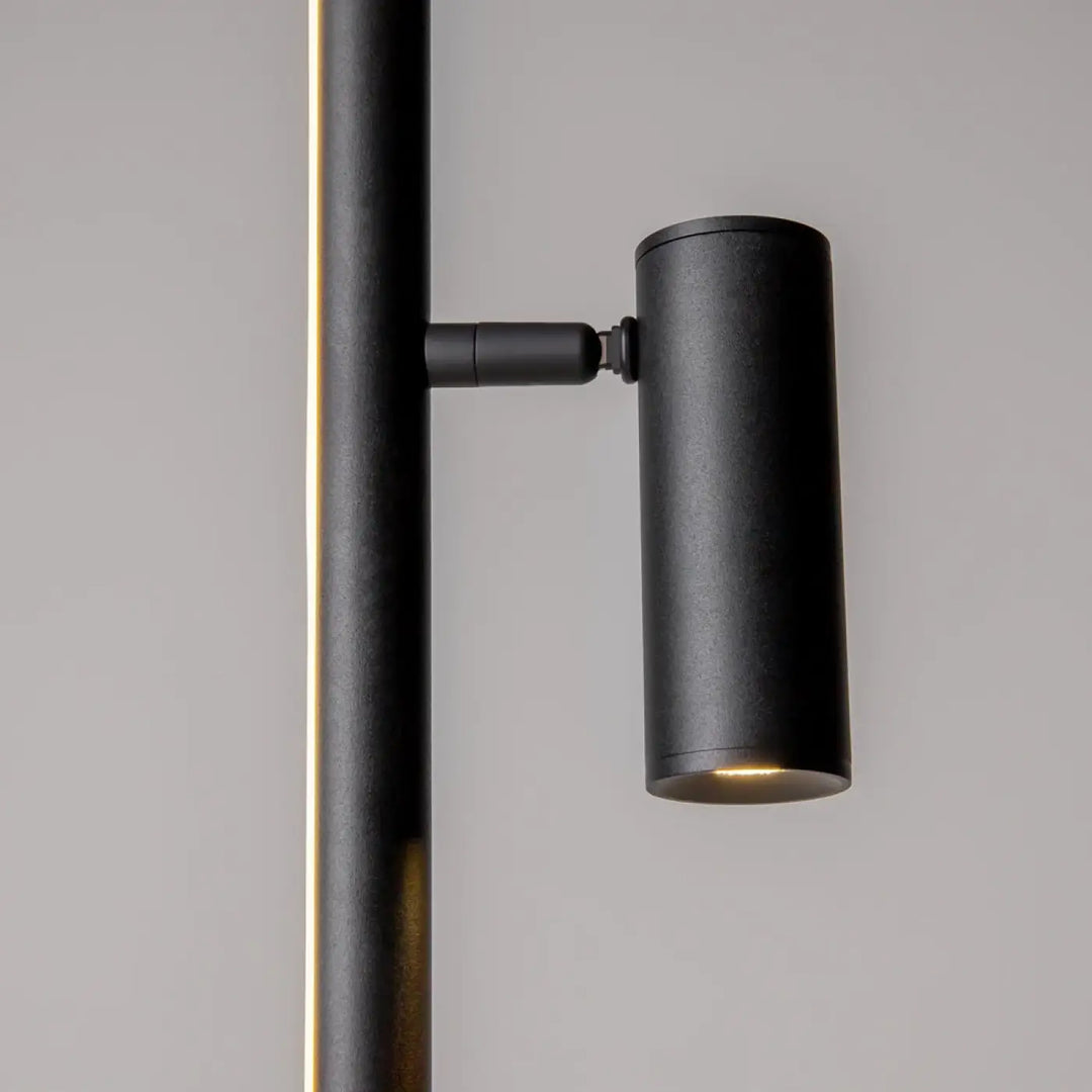 Lampadaire thin noir cylindrique avec bras réglable finition mate spot mural led pour éclairage d’un canapé