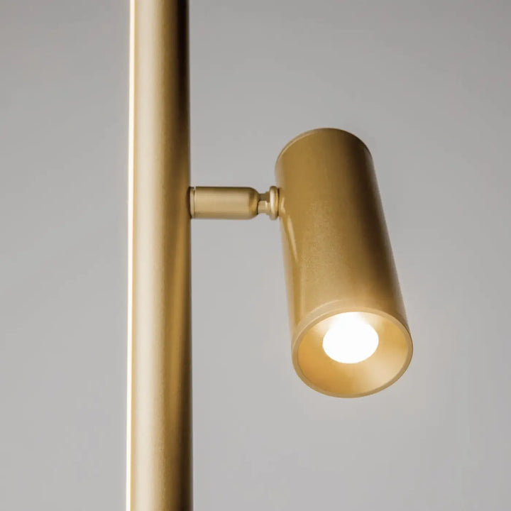 Lampadaire thin led doré mat avec bras ajustable idéal pour l’éclairage d’un canapé moderne