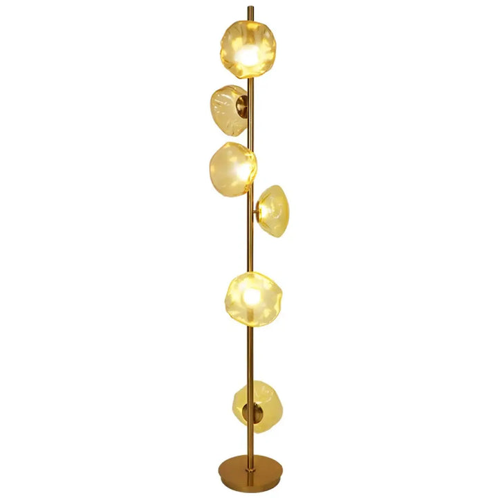 Lampadaire moderne en métal doré et verre style chic