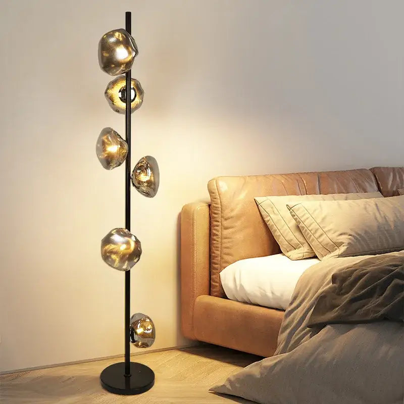 Lampadaire moderne en métal doré et verre style chic