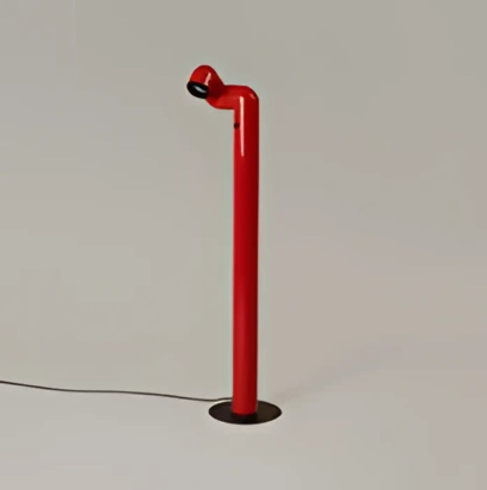 Lampadaire rétro futuriste kalia rouge cylindrique avec base noire design moderne pour éclairage d intérieur