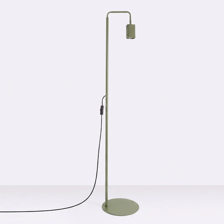 Lampadaire Rayo vert olive à spot rainuré, éteint