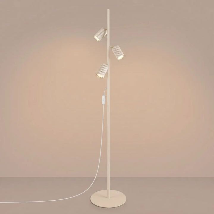 Lampadaire beige allumé