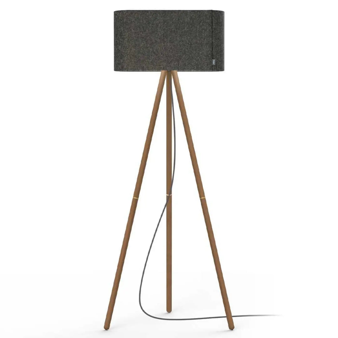 Lampadaire Belmont, abat-jour gris anthracite et pieds en noyer