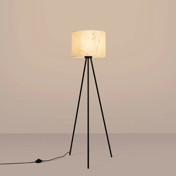 Lampadaire marbre beige/noir allumé