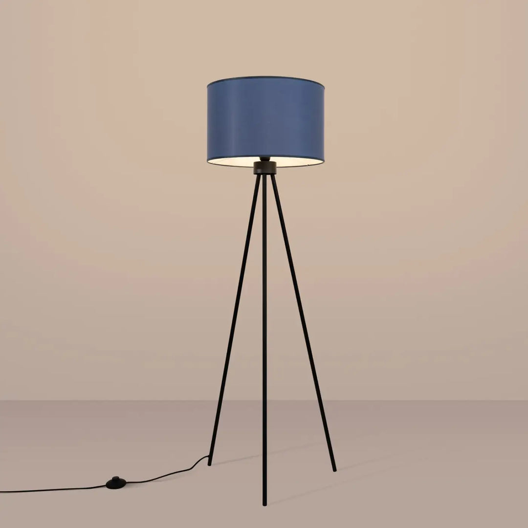 Lampadaire bleu marine/noir allumé