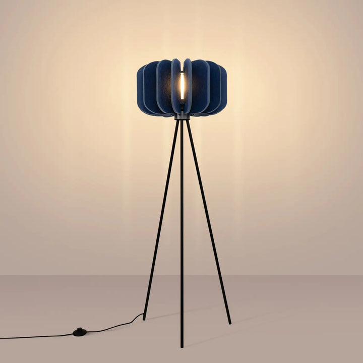 Lampadaire bleu marine/noir allumé
