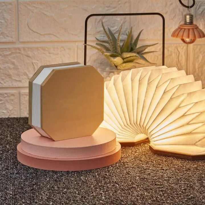 Lampe Accordéon Blanche en Bois au Style Original