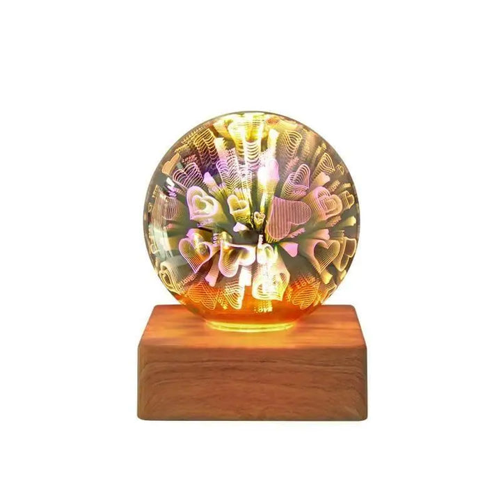 Lampe Boule à Poser Multicolore en Verre et Bois