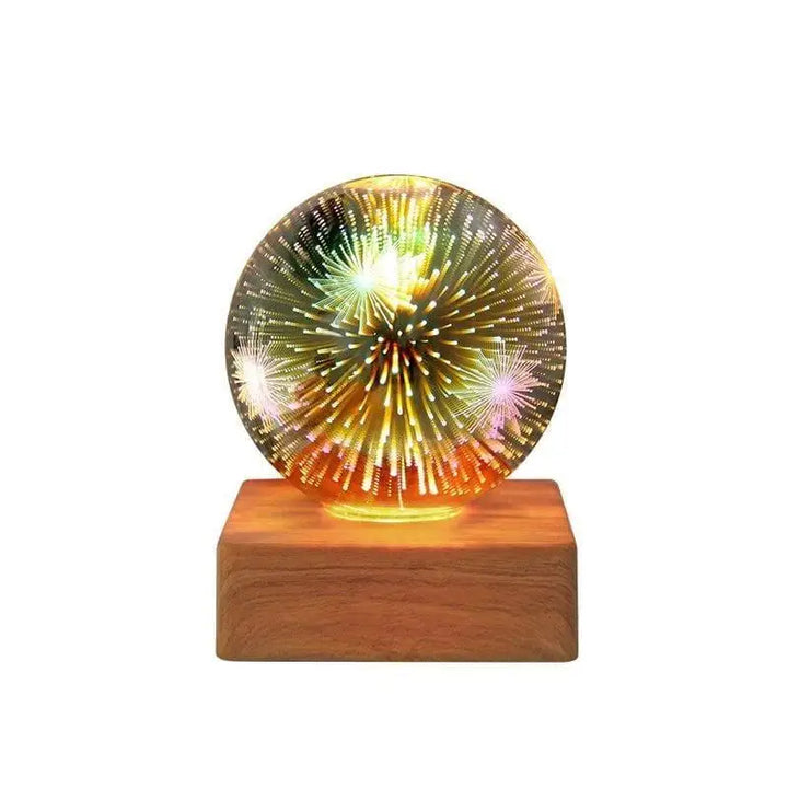Lampe Boule à Poser Multicolore en Verre et Bois