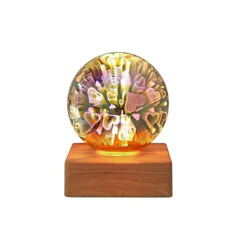 Lampe Boule à Poser Multicolore en Verre et Bois