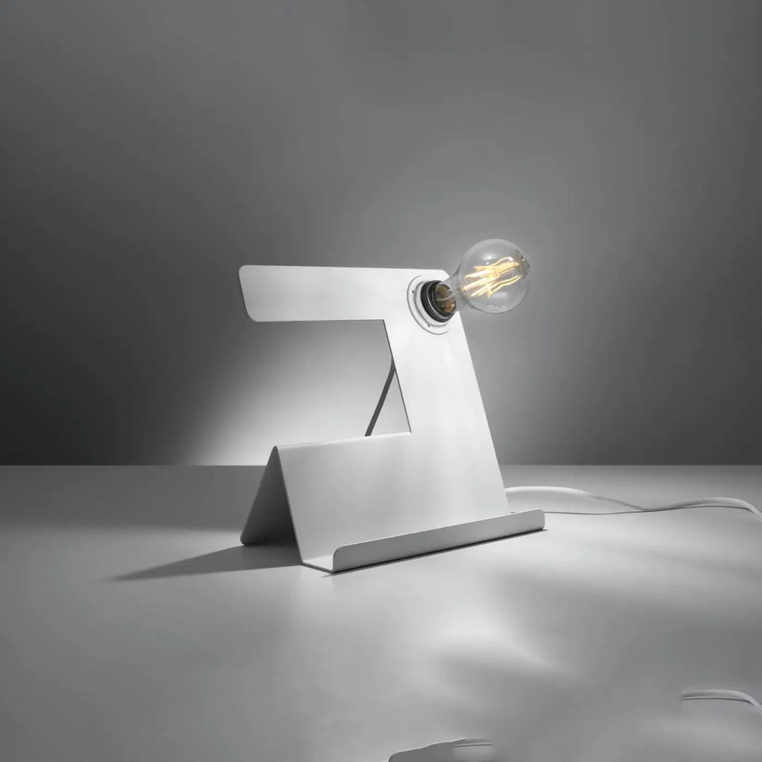 Lampe à poser blanc allumée