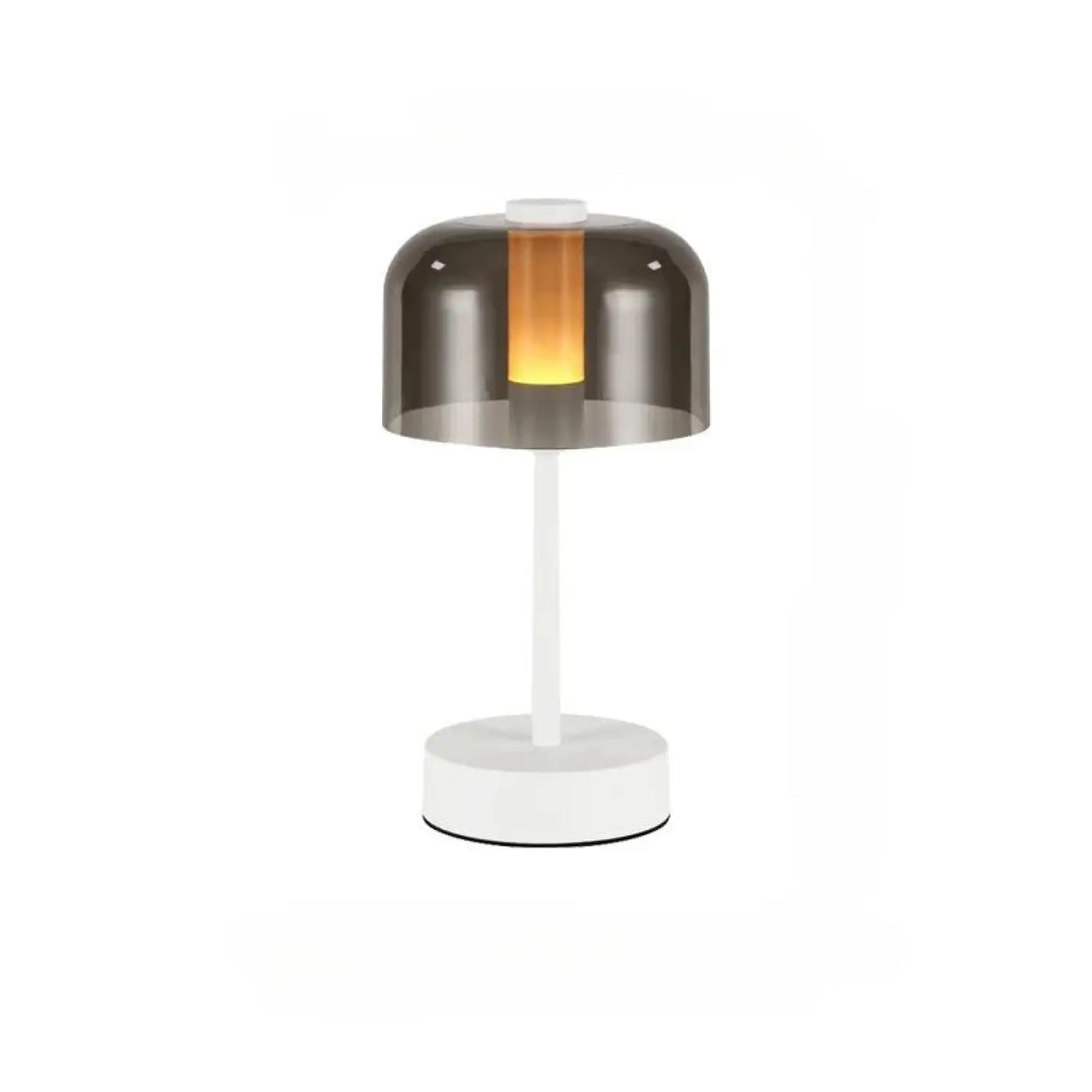 Lampe de table cristo avec base blanche moderne et dôme en verre fumé pour une lumière d ambiance tamisée et night light