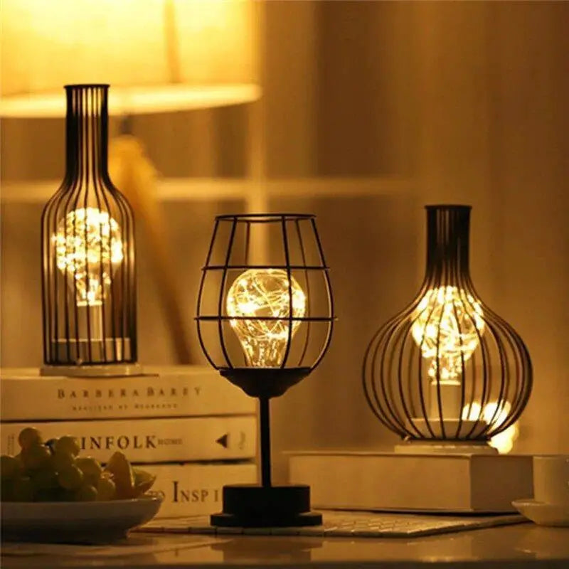 1. Lampe De Chevet Bouteille En Acrylique Noir Et Blanc