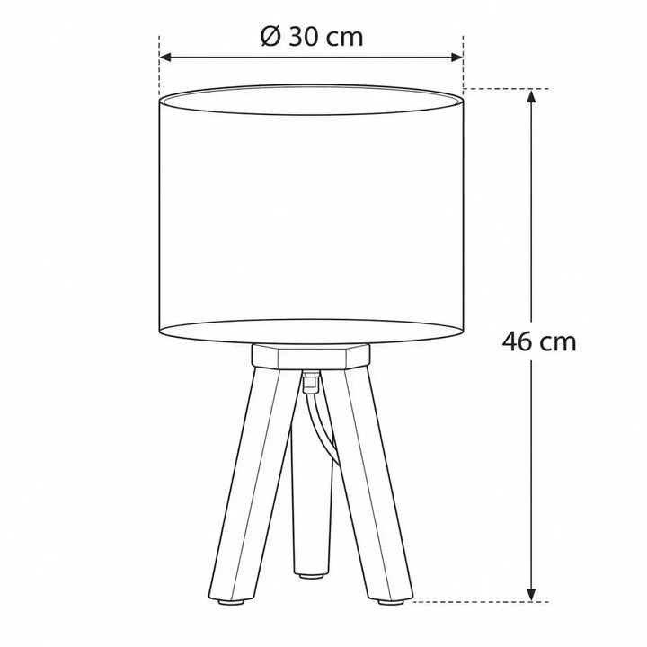 Lampe de table sweet dreams avec abat-jour cylindrique et base trépied bois bleu décor pour chevet enfant lumière agréable