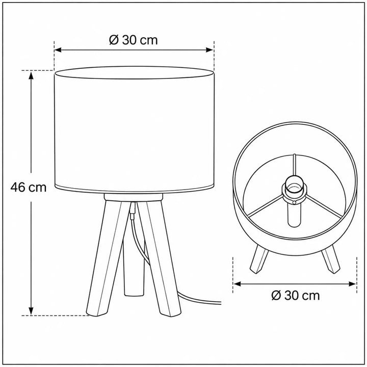 Lampe de table sweet dreams blanc orange avec abat-jour cylindrique 30 cm et base trépied pour chevet enfant avec lumière douce