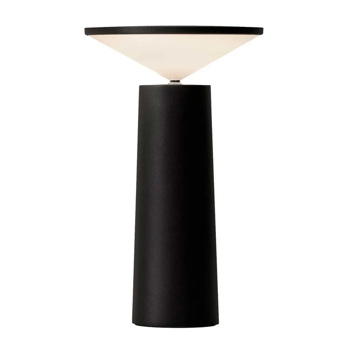 Lampe de chevet cocktail noire cylindrique avec tête orientable et variation tactile diffuse une lumière blanche douce